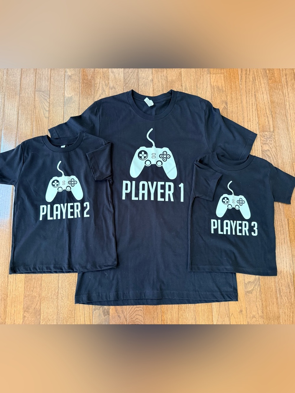 Player 1, 2, 3 Set of Family Tees